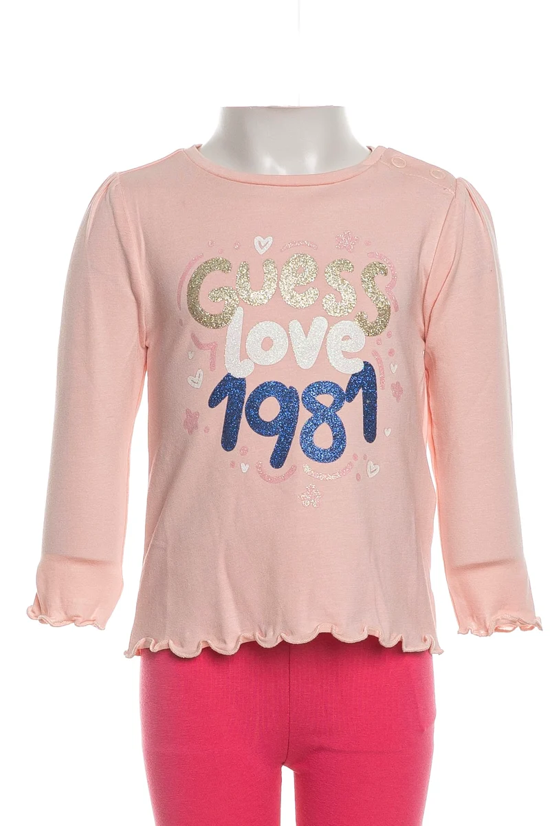 T Shirt Guess Love 1981 Ls Tee Baby Da Bambina Rosa Pastello