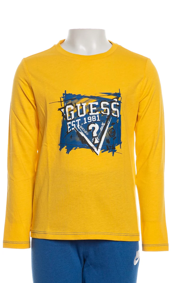 T Shirt Guess Love Est 1981 Ls Tee Da Bambino Giallo Sole