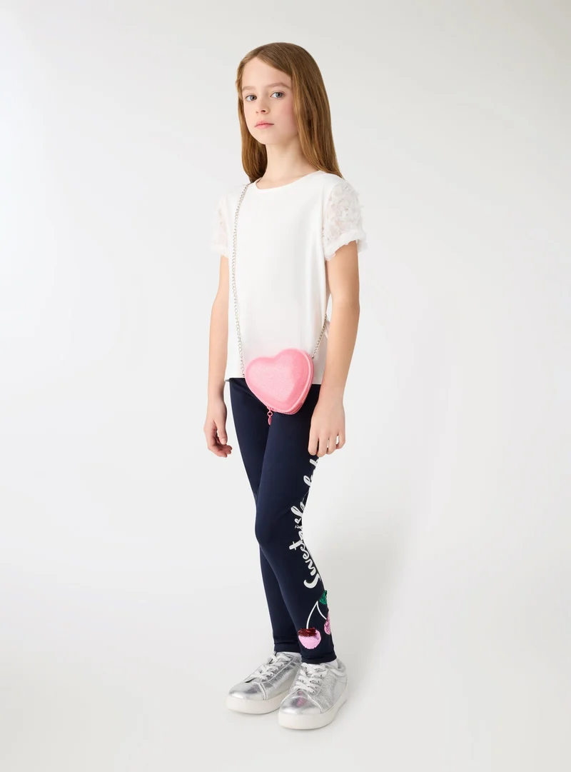 Leggings lunghi con applicazioni paillettes