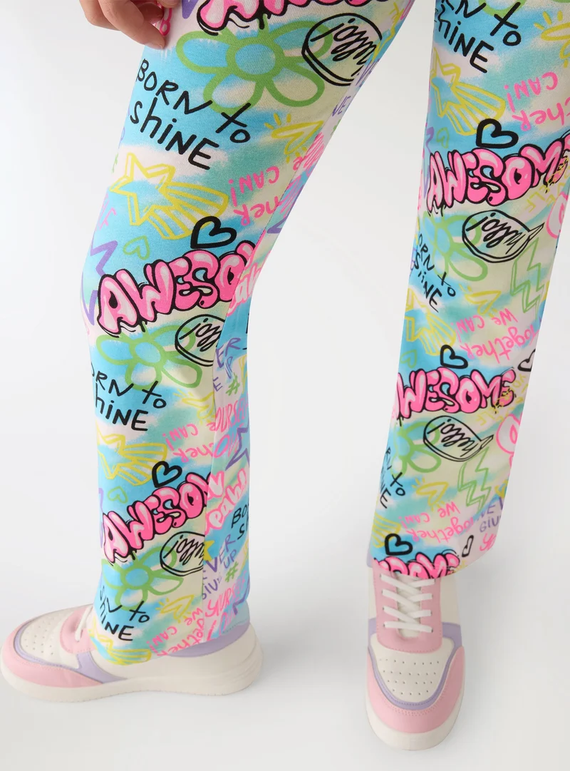 Leggings lunghi con stampa graffiti