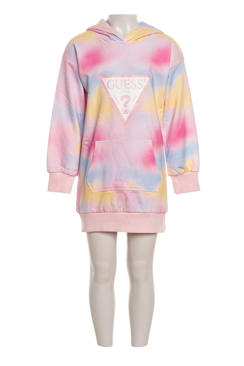 Abito Corto Guess Active Hoodie Nuanced Da Bambina Sfumato Giallo Rosa Avio