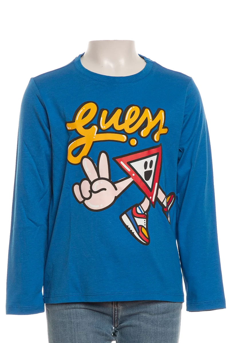 T Shirt Guess Comic Triangle Ls Baby Da Bambino Royal