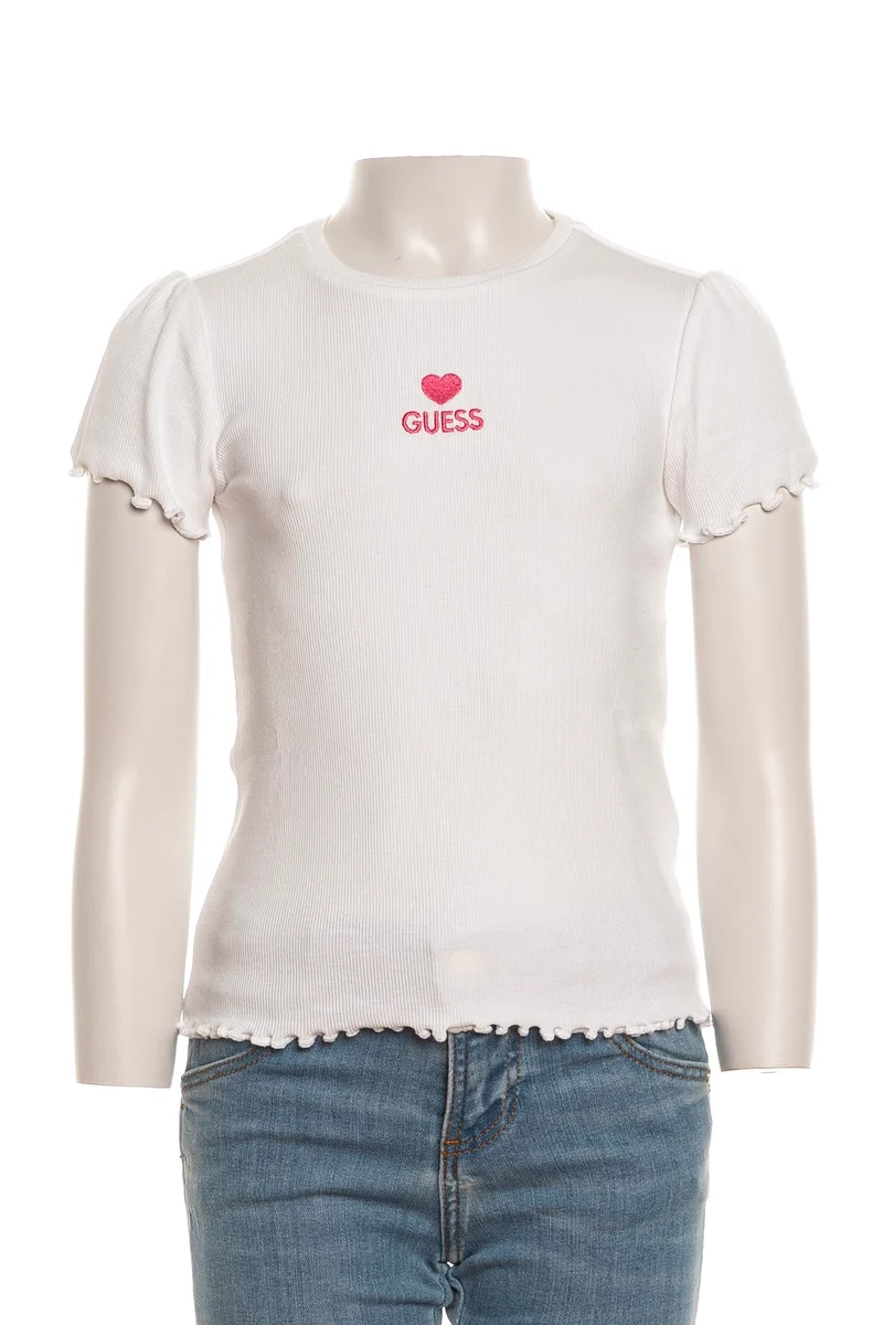 T Shirt Guess Cherry Rib Ss Baby Da Bambina Bianca