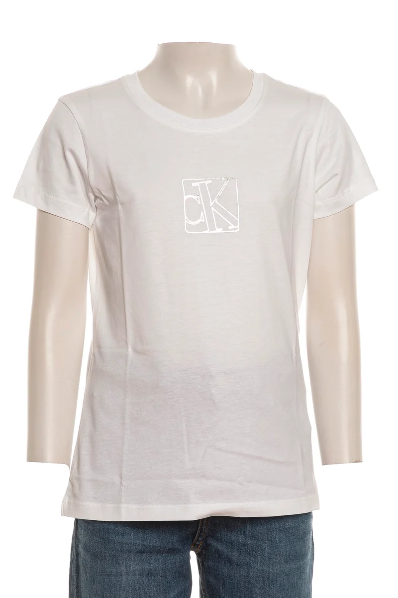 T Shirt Calvin Klein Mono Square Ss Tee Da Bambina Bianca