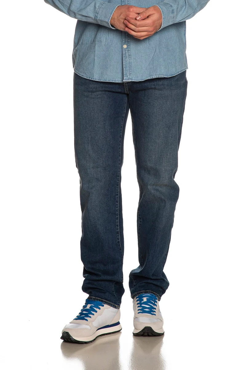 Jeans Armani Exchange 5 Pkt Pnt Lth Label Da Uomo Denim Dark Medio Blu