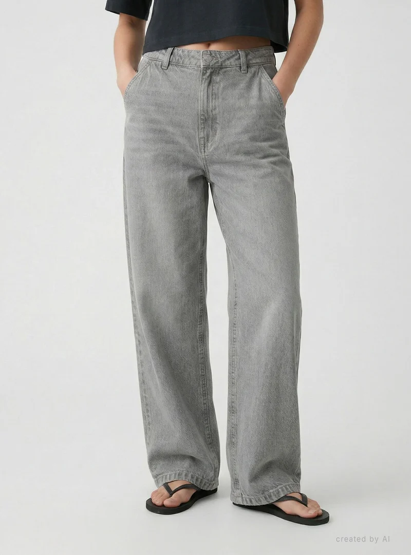 Jeans baggy tinta unita