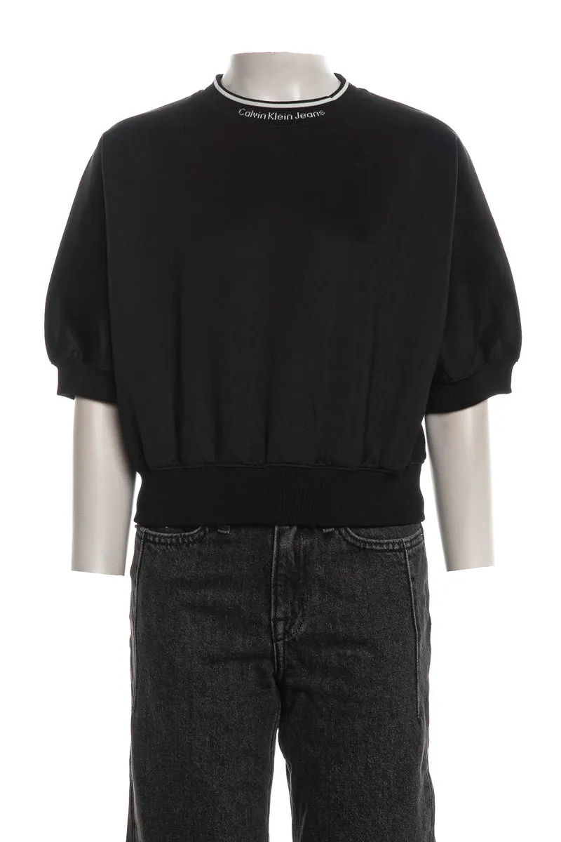 T Shirt Top Calvin Klein Tape Volume Da Bambina Nera