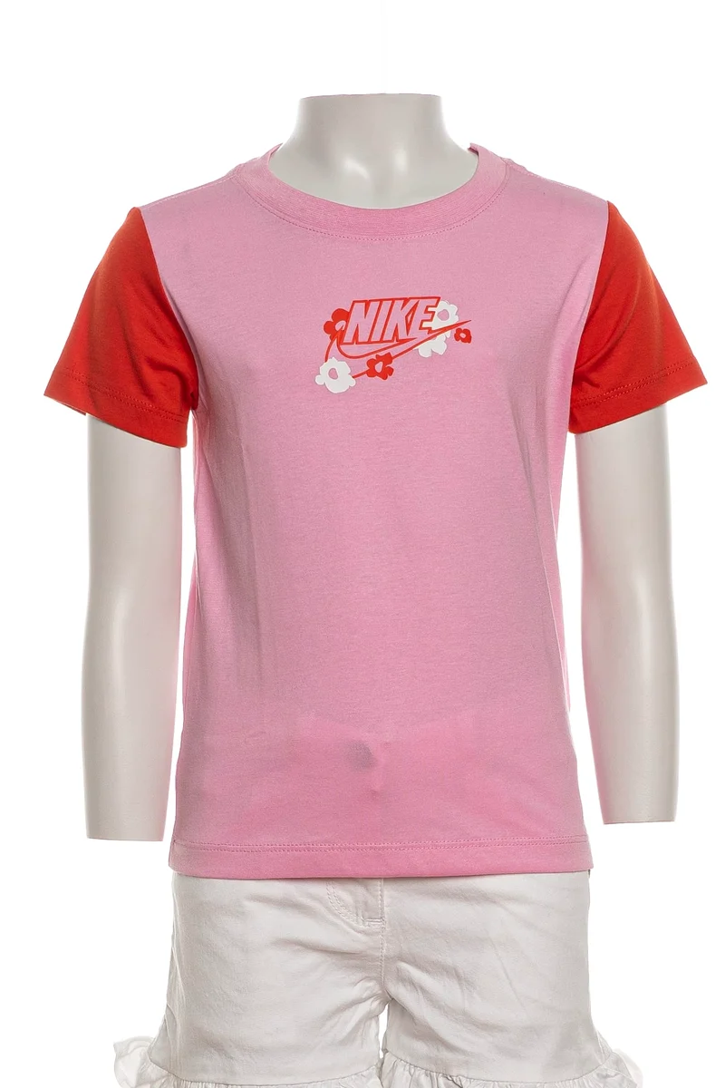 T Shirt Nike Your Move Floral Tee Da Bambina Rosa Bubble Arancione