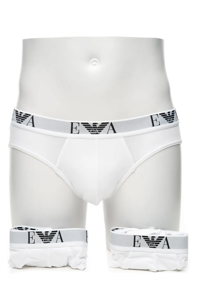 Slip Emporio Armani 3 Pack Da Uomo Bianco In Tessuto