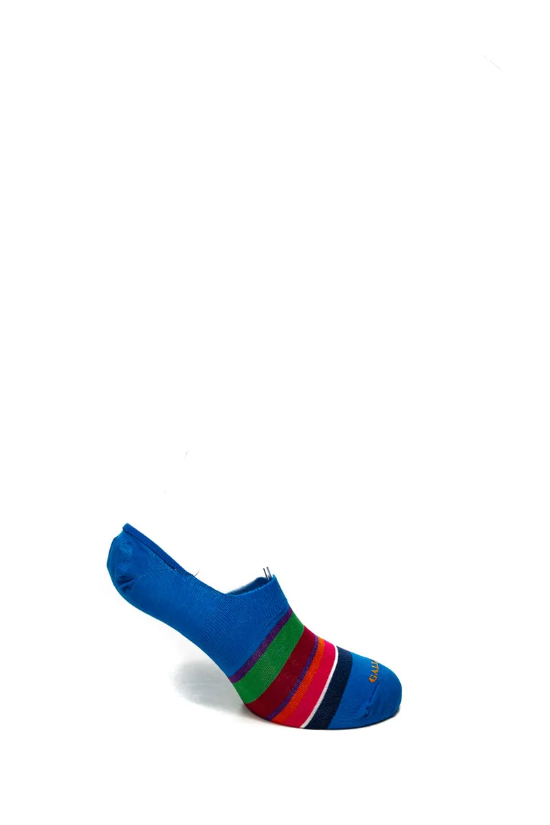 Calzino Fantasmino Gallo Stripes Da Uomo Righe Blu Egeo Arancio In Filato