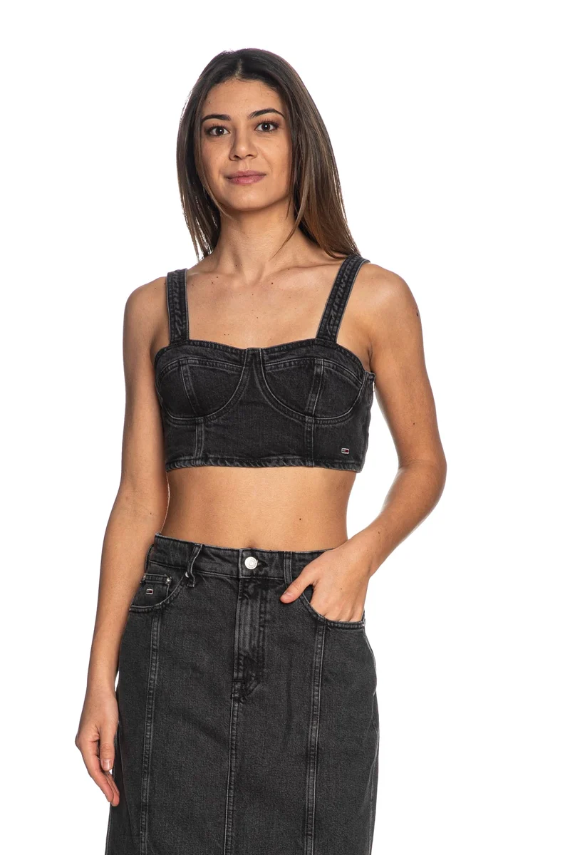 Top Jeans Tommy Hilfiger Da Donna Denim Nero