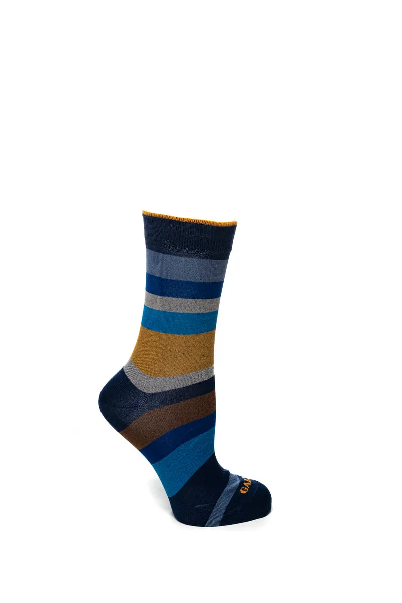 Calzino Corto Gallo Short Striped Sock Da Donna Royal Blu Egeo In Filato
