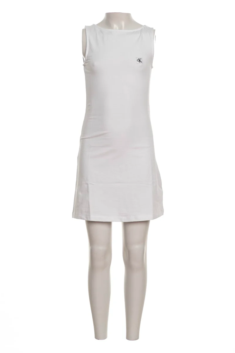 Abito Corto Calvin Klein Tank Dress Badge Da Bambina Bianco
