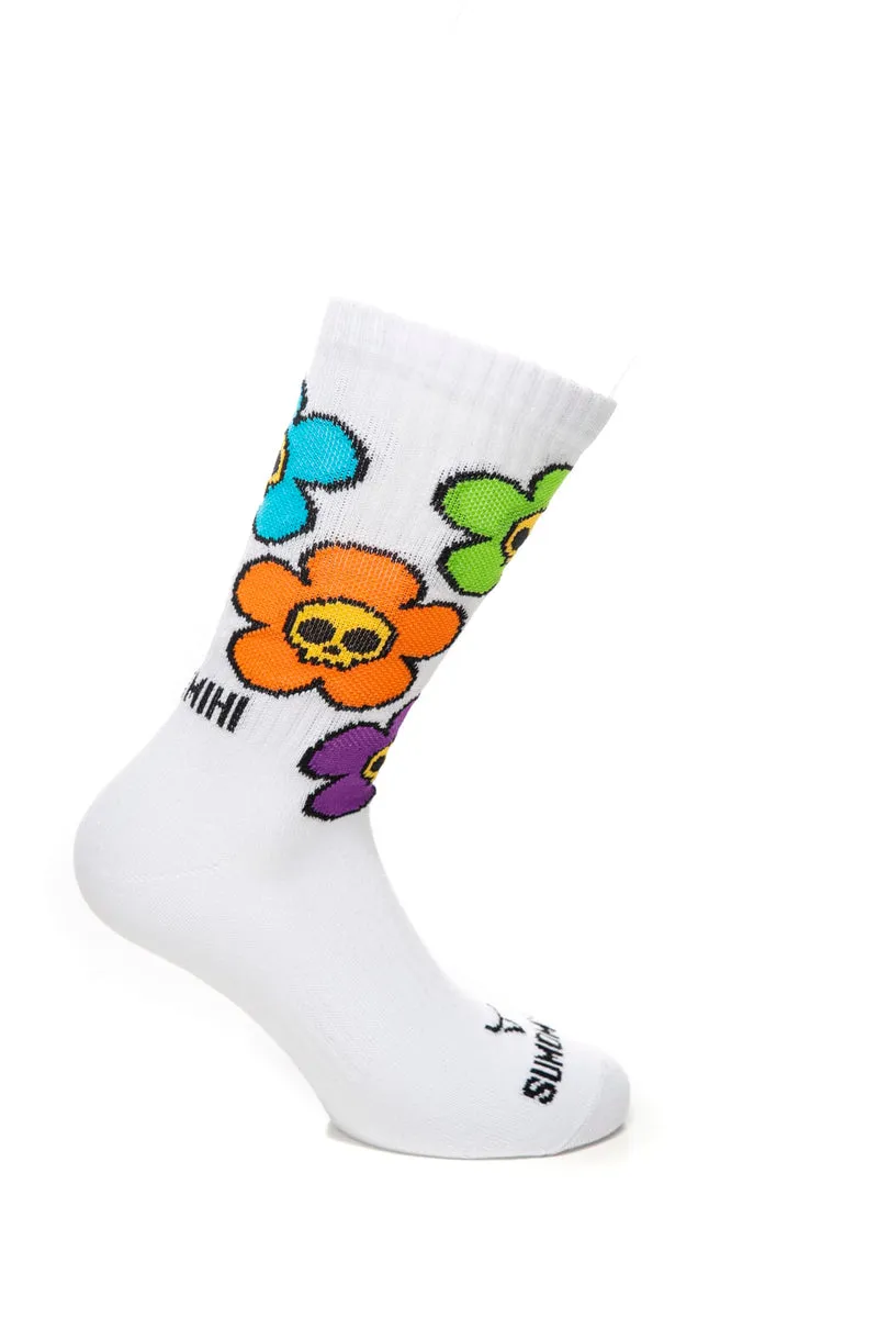 Calzino Sumomihi Kawaii Flower Sock Unisex Bianco In Filato