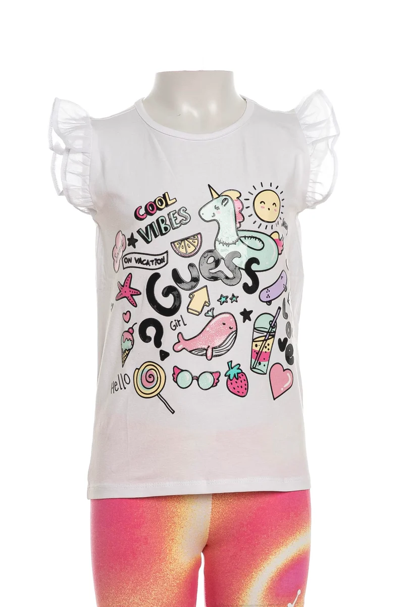 T Shirt Guess Ss Cool Vibes Da Bambina Bianca