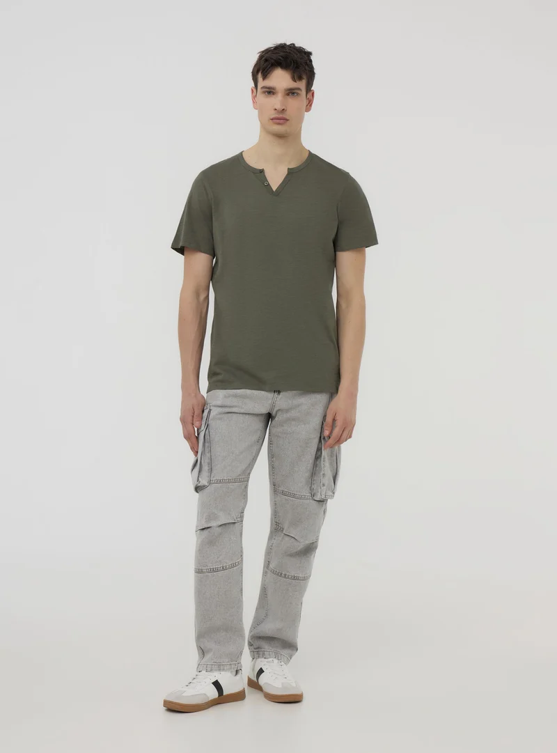 Pack 3 t-shirt serafino tessuto fiammato