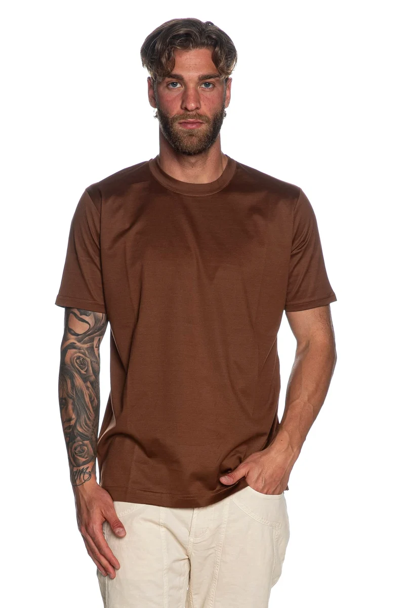 T Shirt Giovanni Scarano Sc Ss Tee Da Uomo Marrone Bruciato