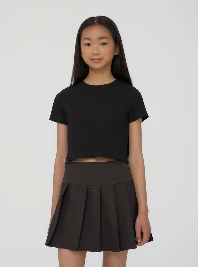 Pack 2 t-shirt crop a costine tinta unita