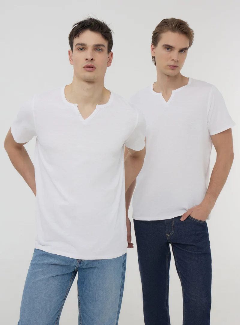 Pack 2 t-shirt serafino tessuto fiammato