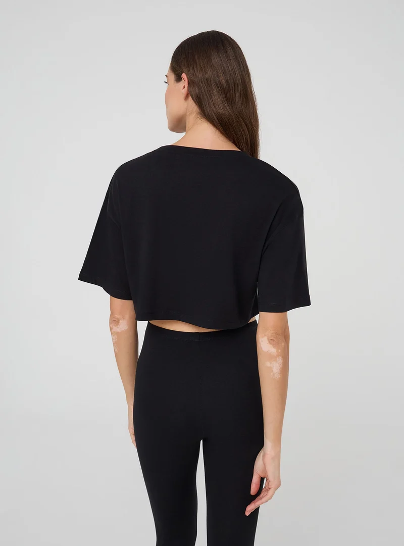Pack 2 t-shirt crop ampie a tinta unita