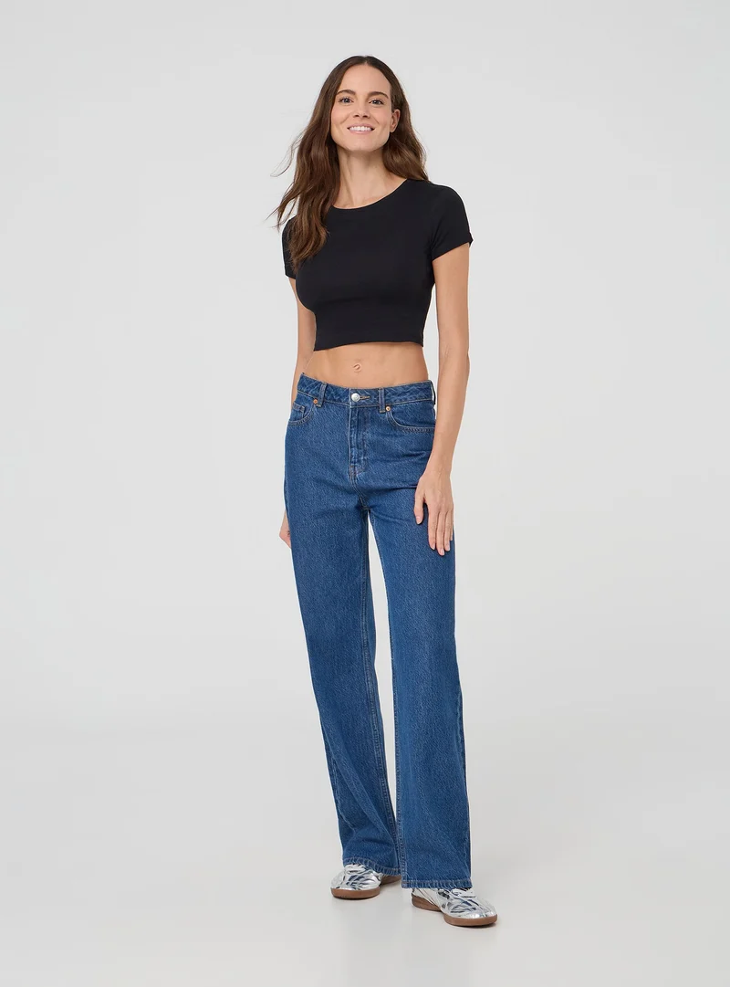 Pack 2 t-shirt crop aderenti a tinta unita