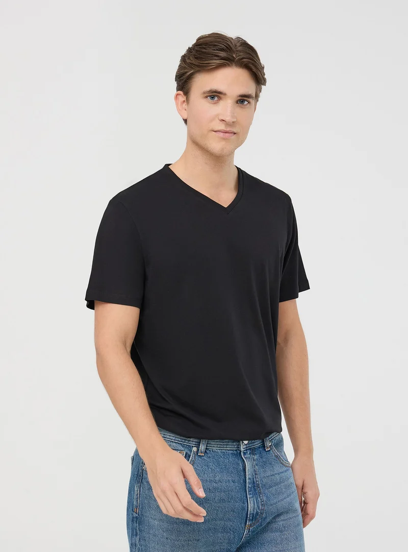 Pack 2 t-shirt basic con scollo a v