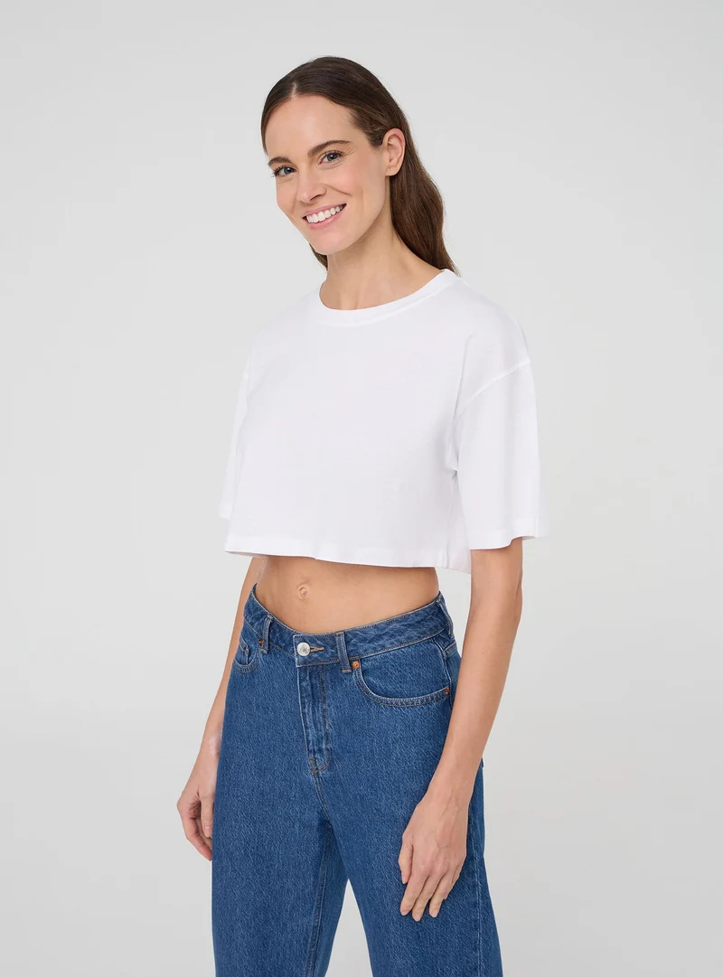 Pack 2 t-shirt crop ampie a tinta unita