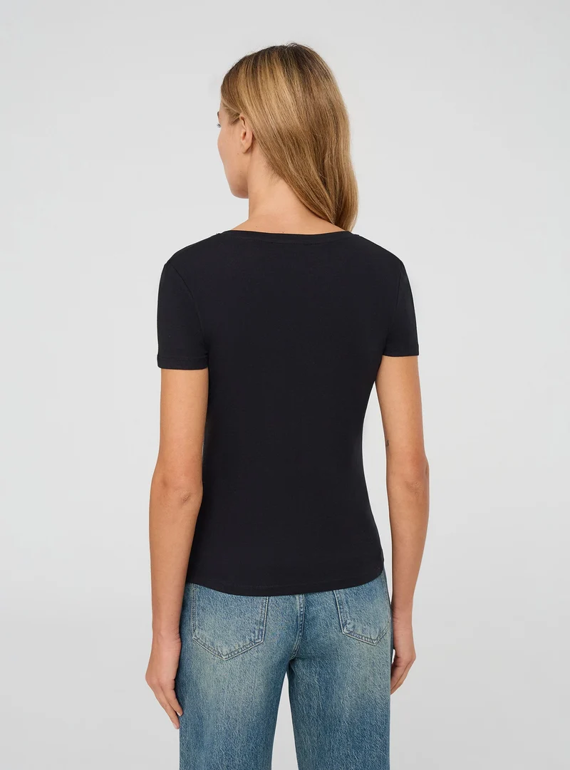 Pack 2 t-shirt scollo a v tinta unita