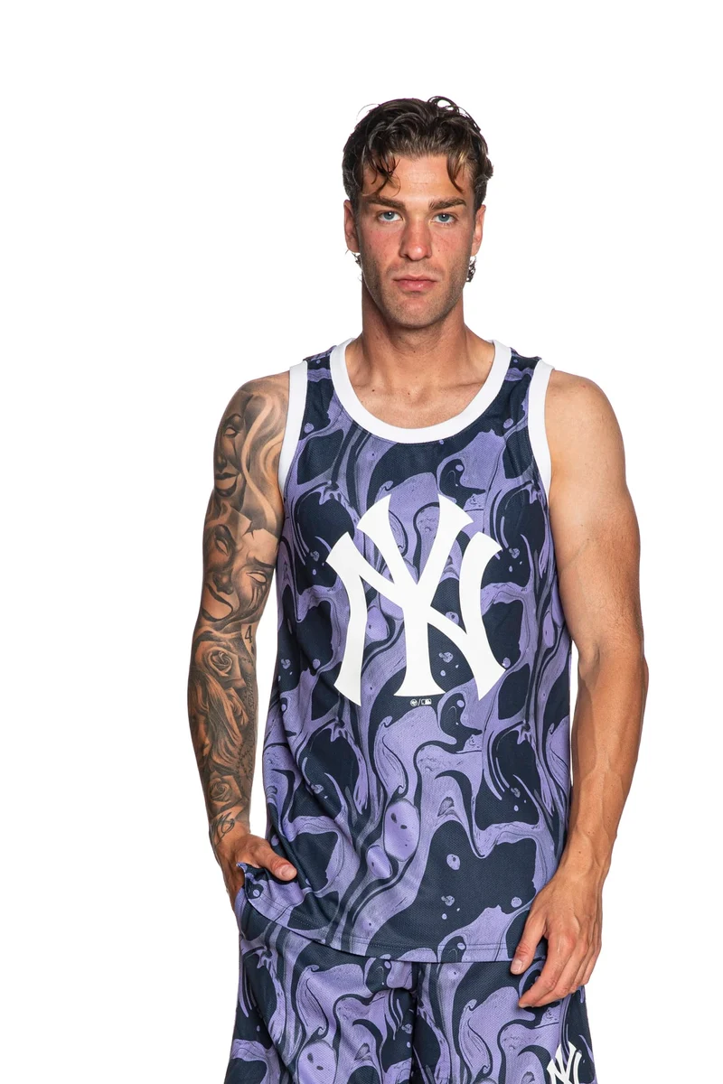 Canotta 47 New City Tank Ny Da Uomo Stampa Fluida Viola Blu