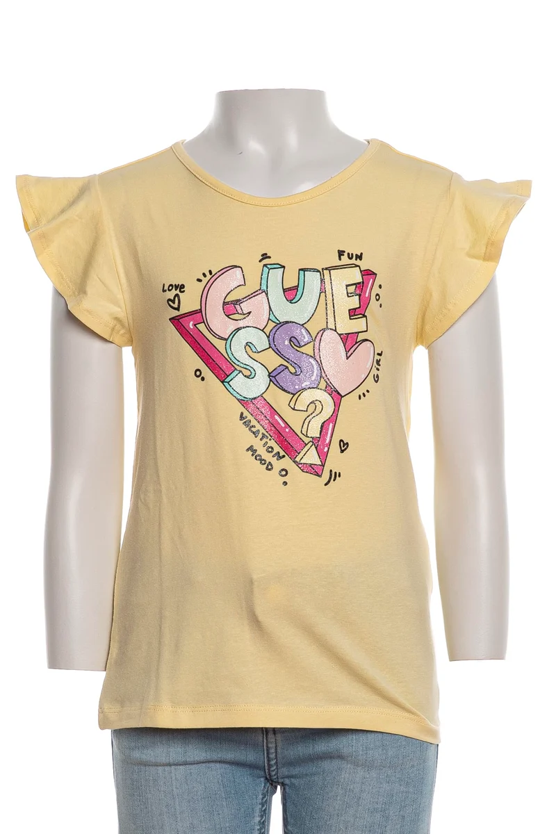 T Shirt Guess Vacation Mood Tee Baby Da Bambina Giallo Banana