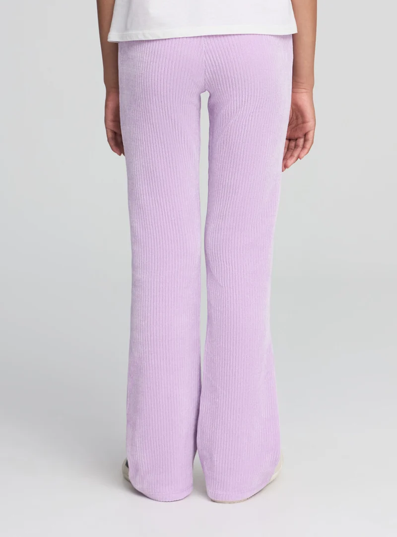 Leggings a coste a zampa in tessuto caldo
