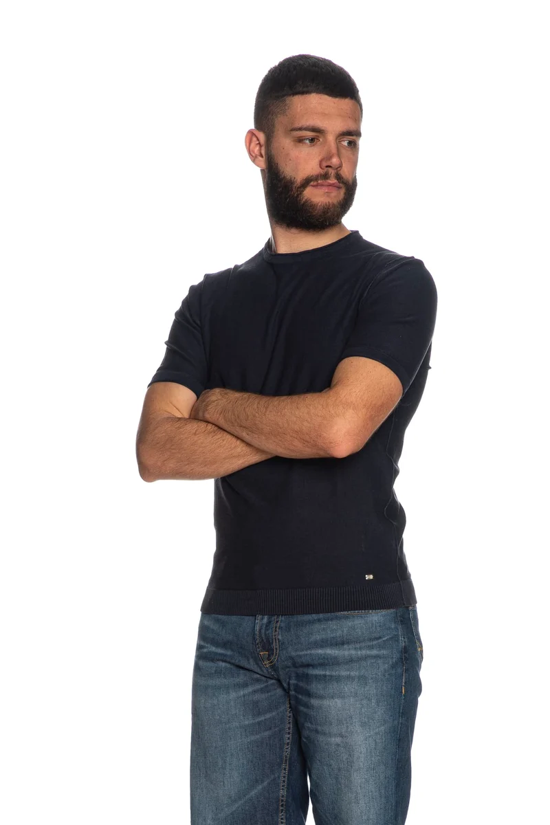 Maglia Markup Ss Crew Knit Da Uomo Blu Navy