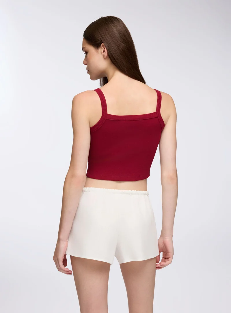 Shorts a vita bassa in misto lino