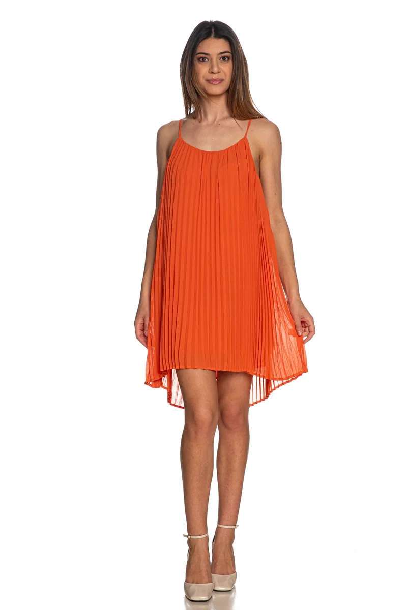 Abito Corto Markup Folds Da Donna Arancione