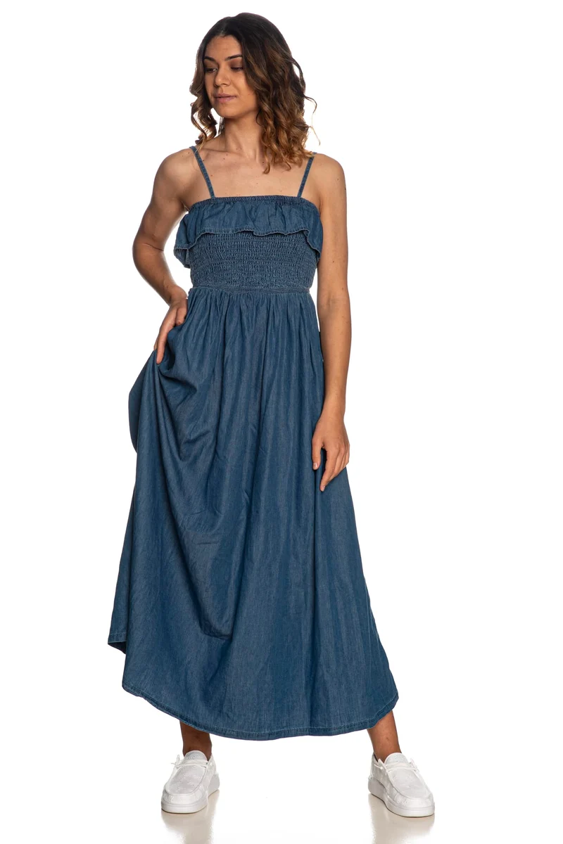 Abito Lungo Only Trista Bea Da Donna Denim Blu Medio