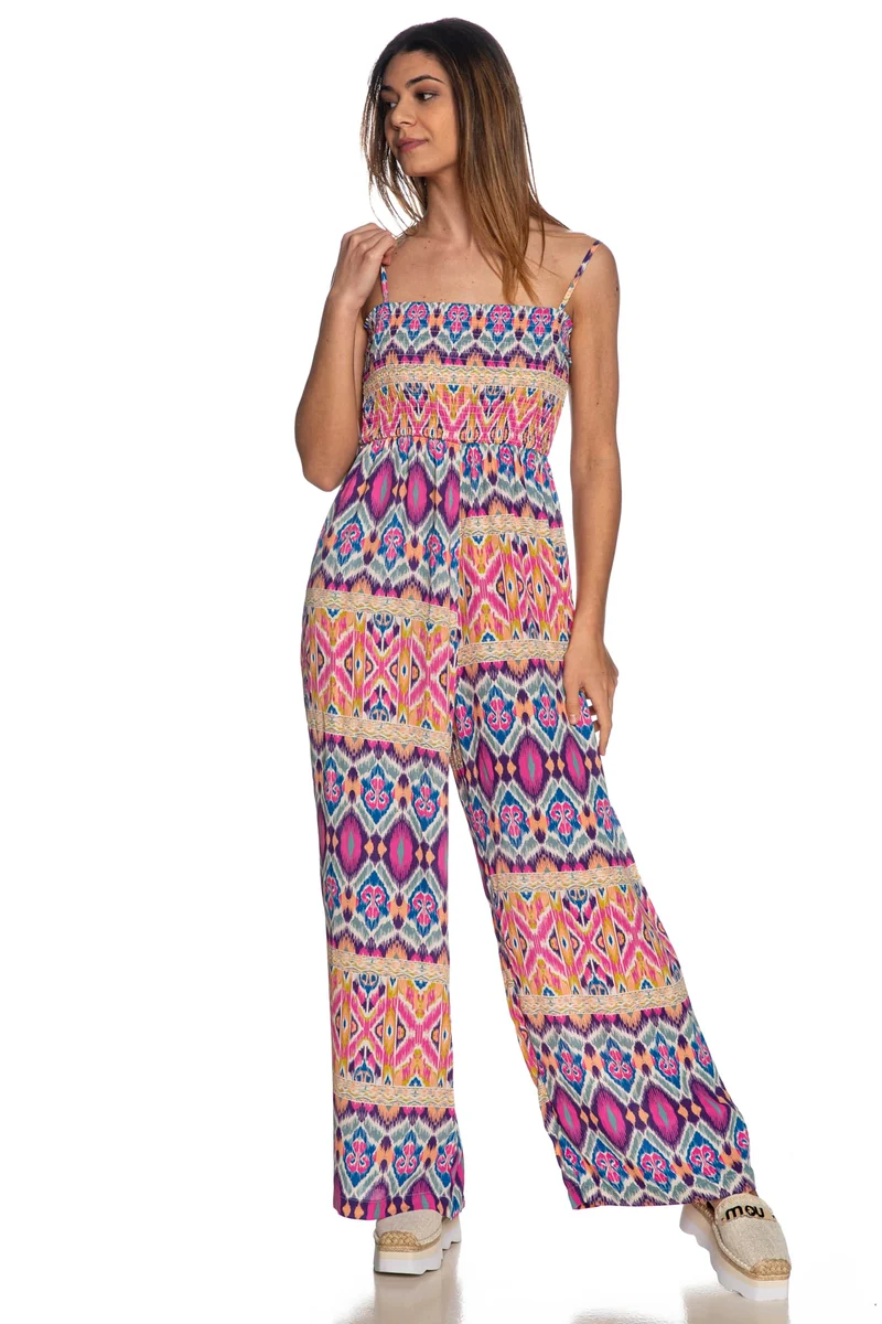 Tuta Intera Lunga Alma Jumpsuit Da Donna Fantasia Etnica Ciclamino Viola