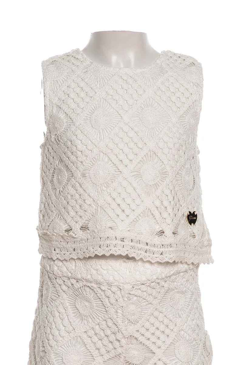 Top Guess Lace Sleeveless Da Bambina Bianco