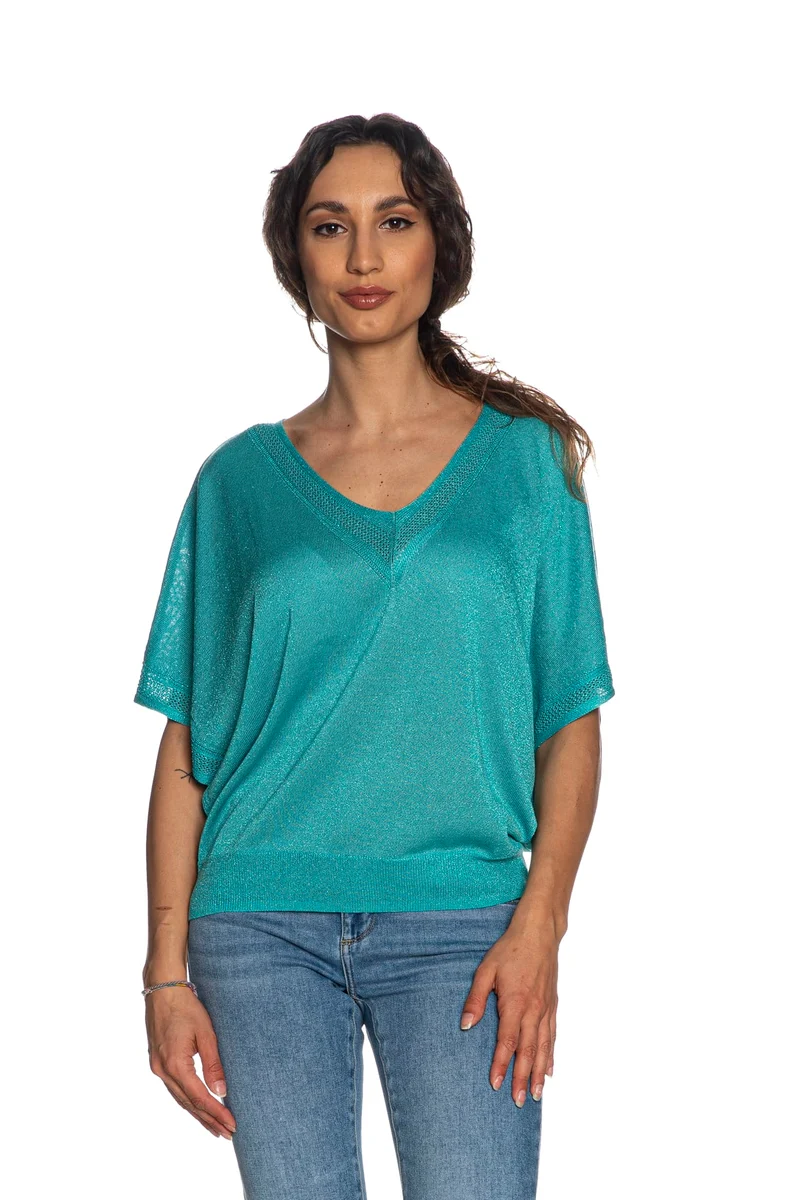 Maglia Morgan Mchris Da Donna Verde Laguna Lurex