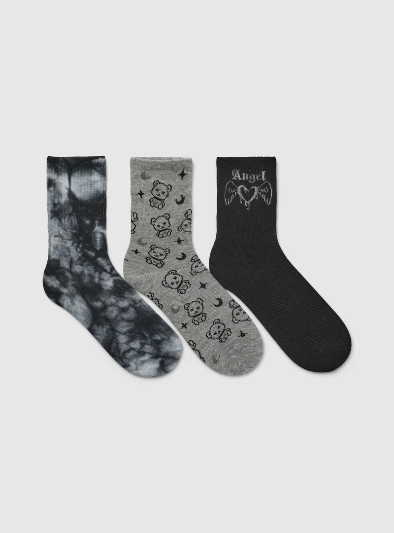 Pack 3 paia calze fantasia stile gotico