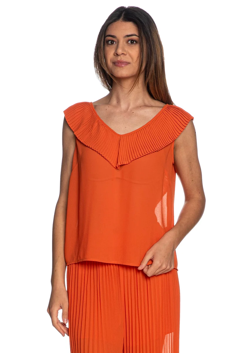 Blusa Markup Folds Da Donna Arancione