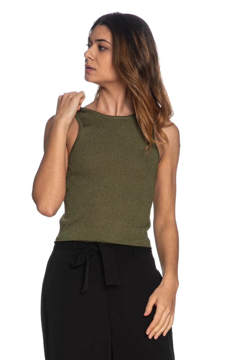 Canotta Guess Tiffosi Luzia 1 Da Donna Lurex Verde Oliva