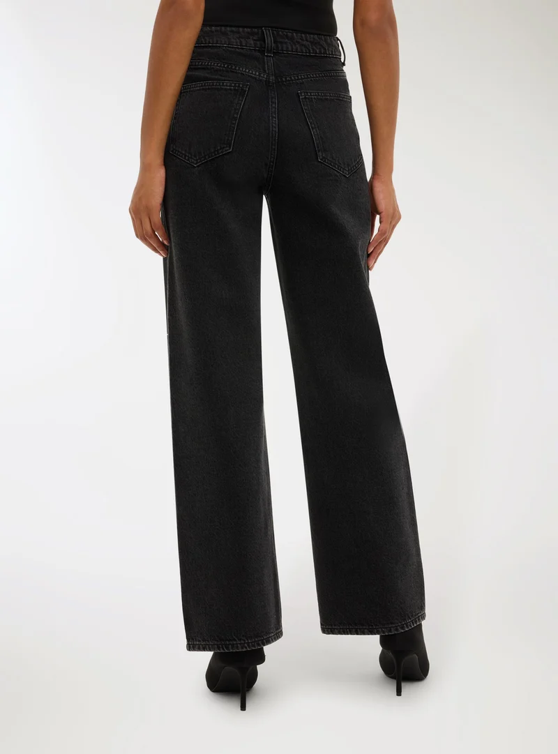 Jeans wide leg con strass