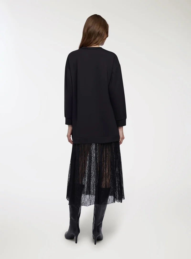Vestito in felpa con pizzo