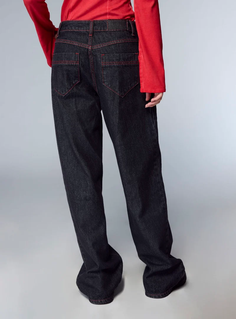 Jeans wide leg con impunture a contrasto TRNPOPLAB
