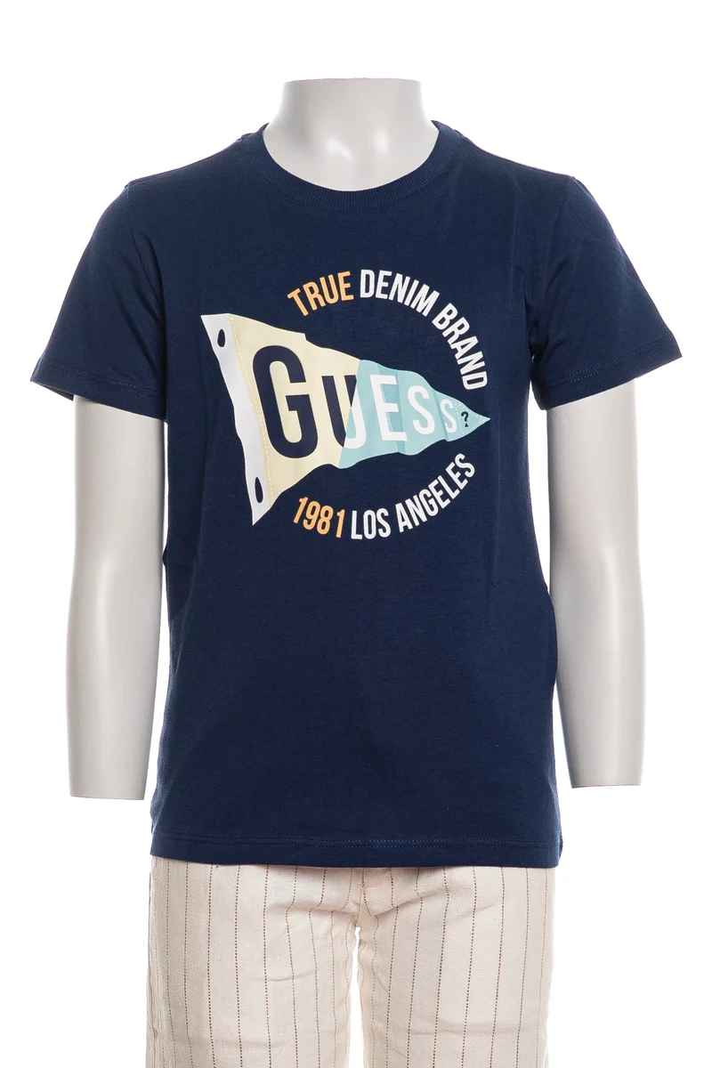 T Shirt Guess True Denim Ss Da Bambino Blu Navy