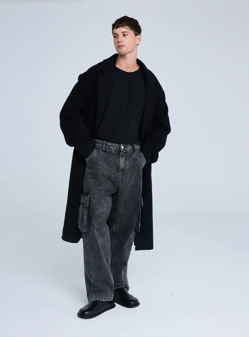 Jeans cargo superbaggy effetto slavato