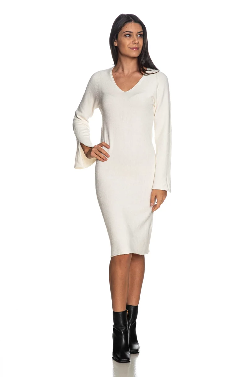 Abito Lungo Carta Libera Knit Da Donna Panna