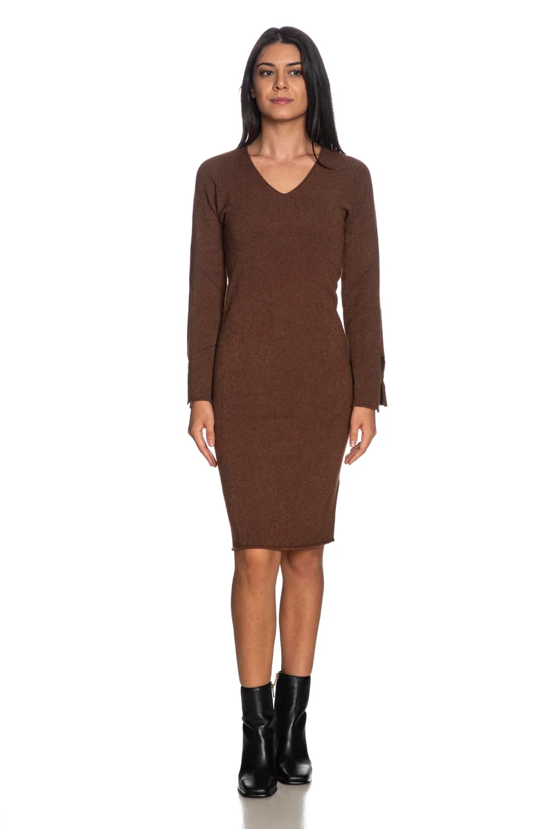 Abito Lungo Carta Libera Knit Da Donna Cioccolato