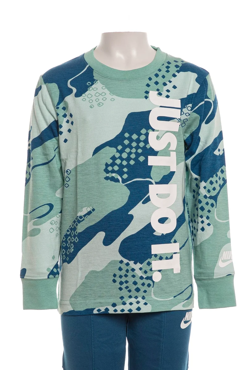 T Shirt Nike Nsw Club Da Bambino Fantasia Marina Camouflage Blu Acquamarina