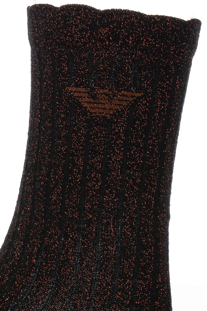 Calzino Corto Emporio Armani Short Socks Set 2 Pack Da Donna Nero Lurex Bronzo In Filato